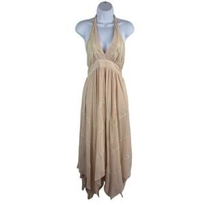 Champagne Strawberry Maxi Dress Fairycore Coquette - M